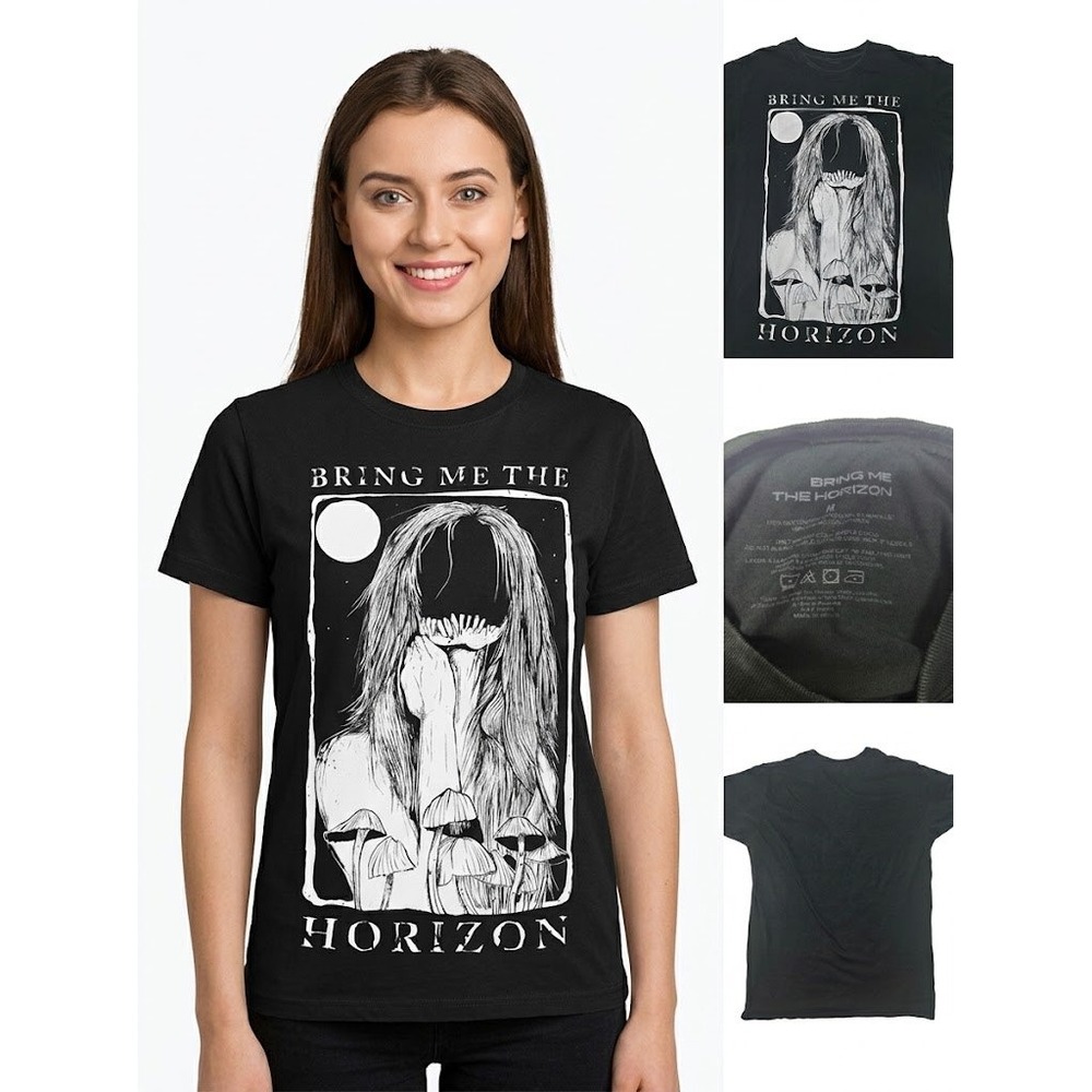 Bring Me The Horizon Shirt Mens M Dark Green Metalcore Gothic Mushroom Tee